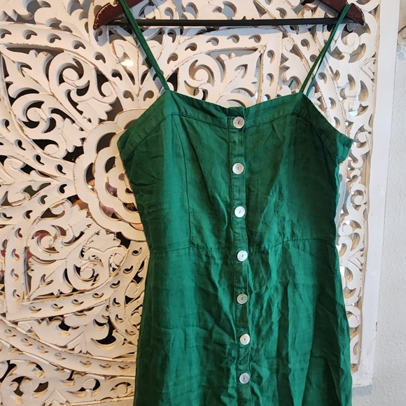 NATION LTD MIDI DRESS STRAPPY ORGANIC LINEN FRONT BUTTON SZ MEDIUM EUC - Picture 13 of 16